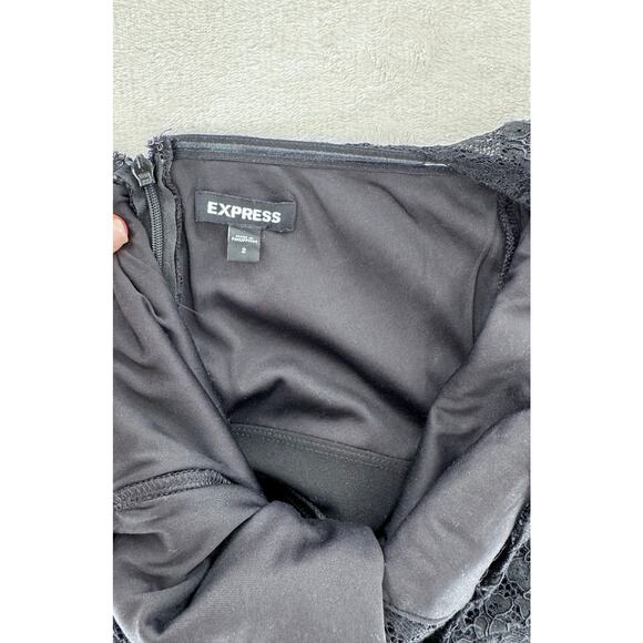 Express Black Lace Pantsuit Open Back Formal Cocktail Jumpsuit Romper Small 2 XS - Picture 7 of 11